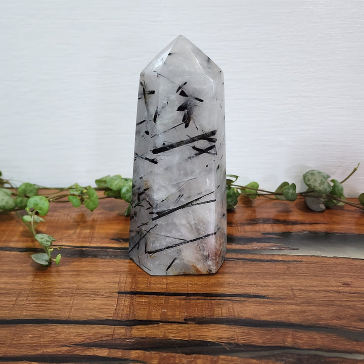 Black Tourmaline in Quartz Tower