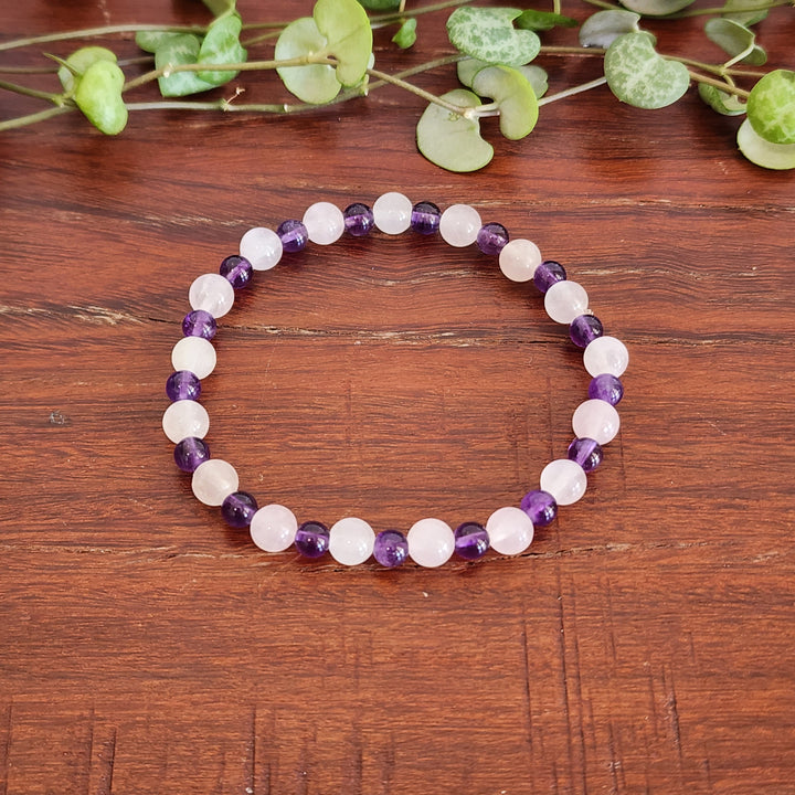 Amethyst & Rose Quartz - Childs Bracelet