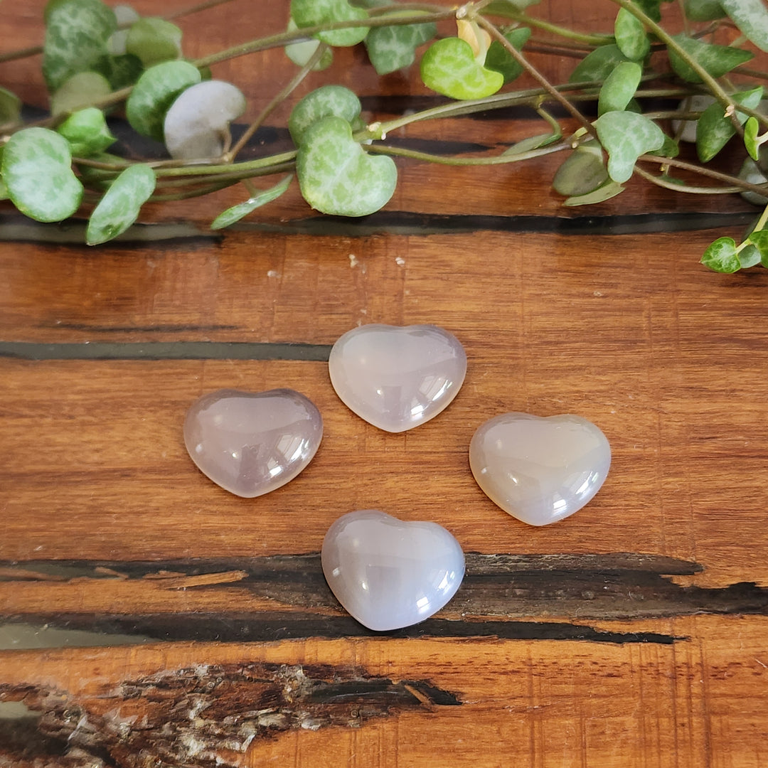 Grey Agate - Hearts 20mm