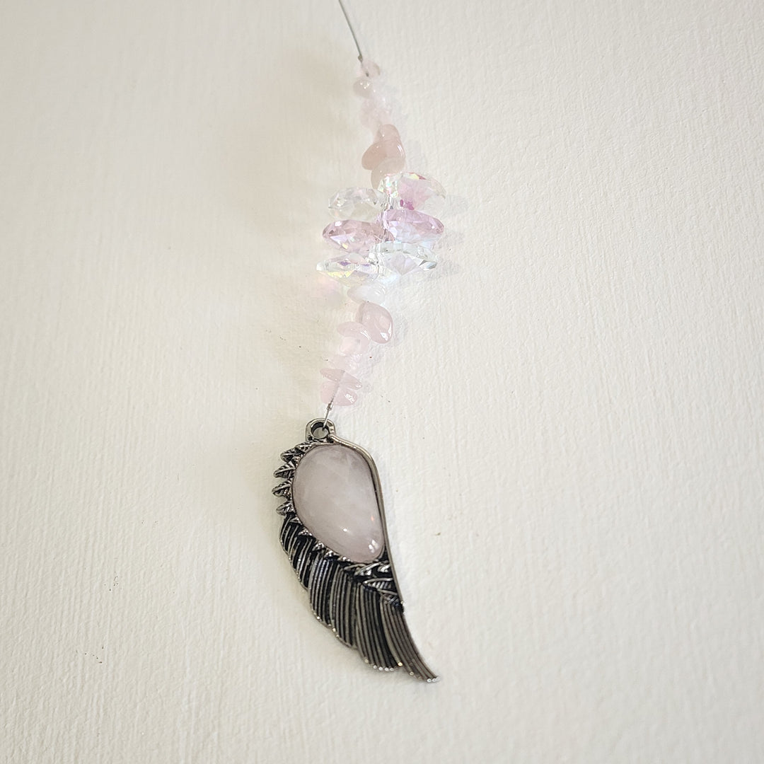 Sun Catchers - Rose Quartz Angel Wing
