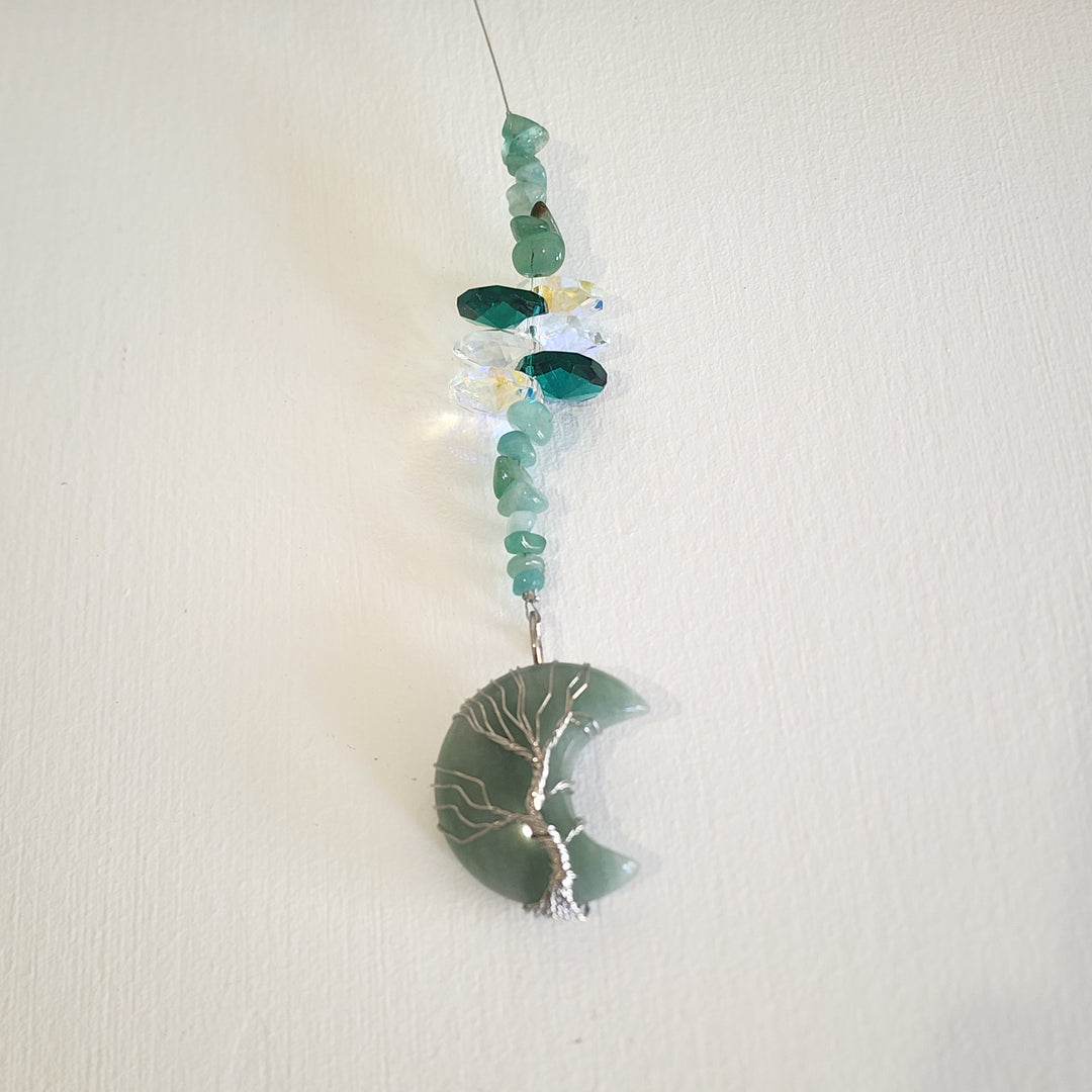 Sun Catchers - Green Aventurine Tree of Life Moon