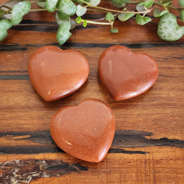 Orange Goldstone - Hearts 30mm