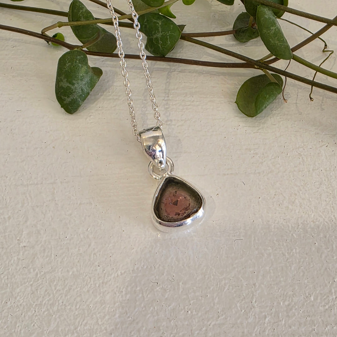Watermelon Tourmaline Pendant set in 925 sterling silver,