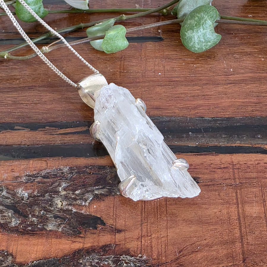Green Kunzite Pendant set in 925 Sterling Silver