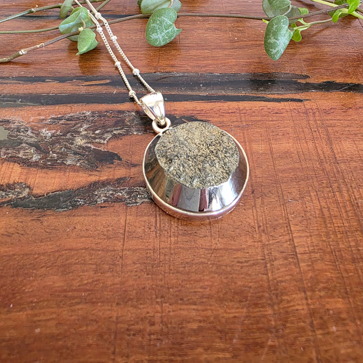 Druzy Pyrite Pendant set in 925 Sterling Silver.