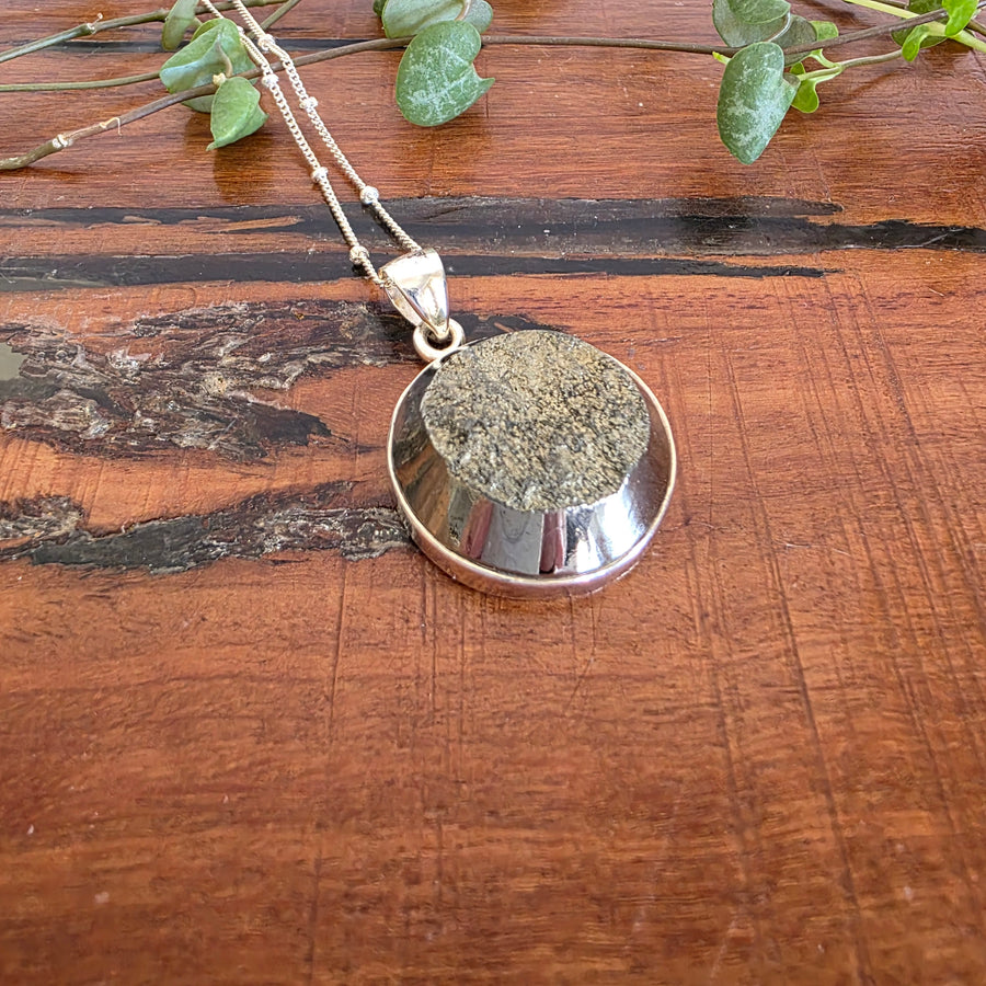 Druzy Pyrite Pendant set in 925 Sterling Silver.