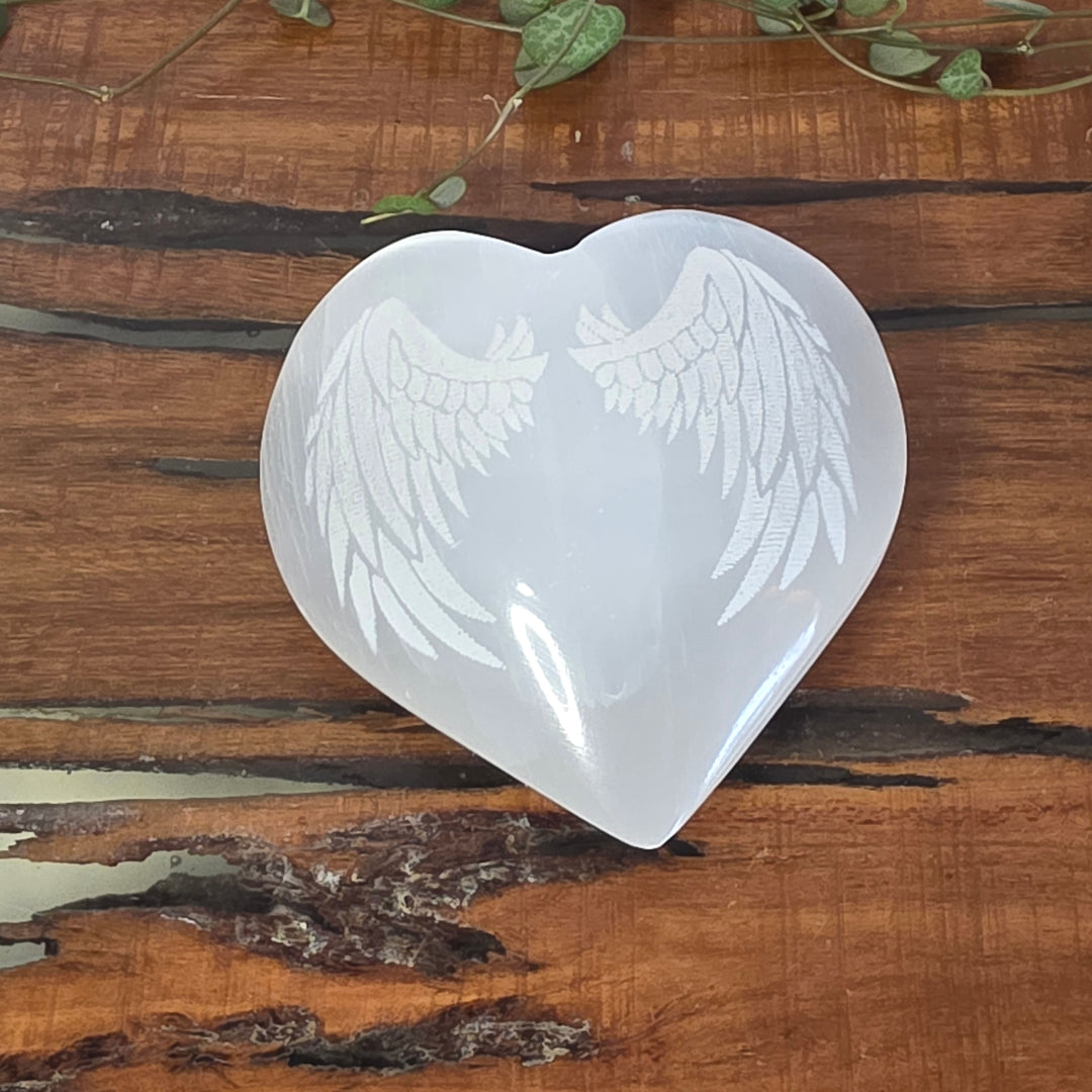 Selenite - Heart with Angle Wings