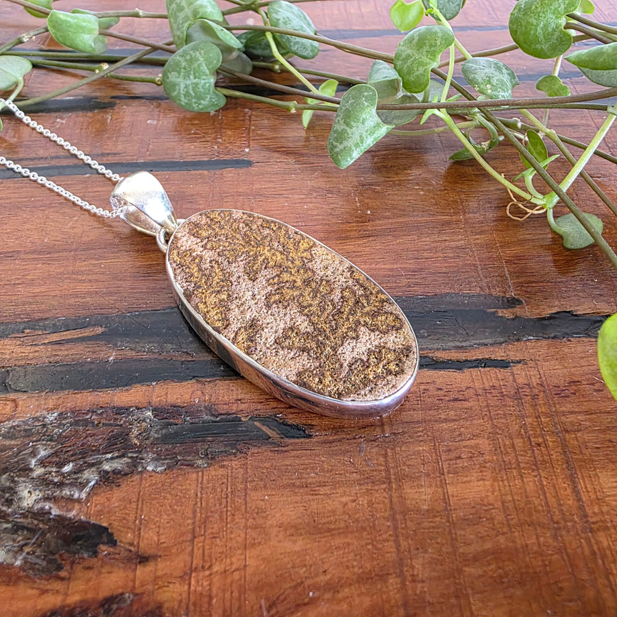 Leaf Jasper - Pendant set in 925 Sterling Silver, comes with a 45cm 935 Sterling Silver Chain.