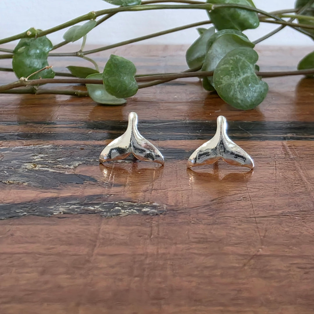 Whale Tail Stud Earrings 925 Sterling Silver