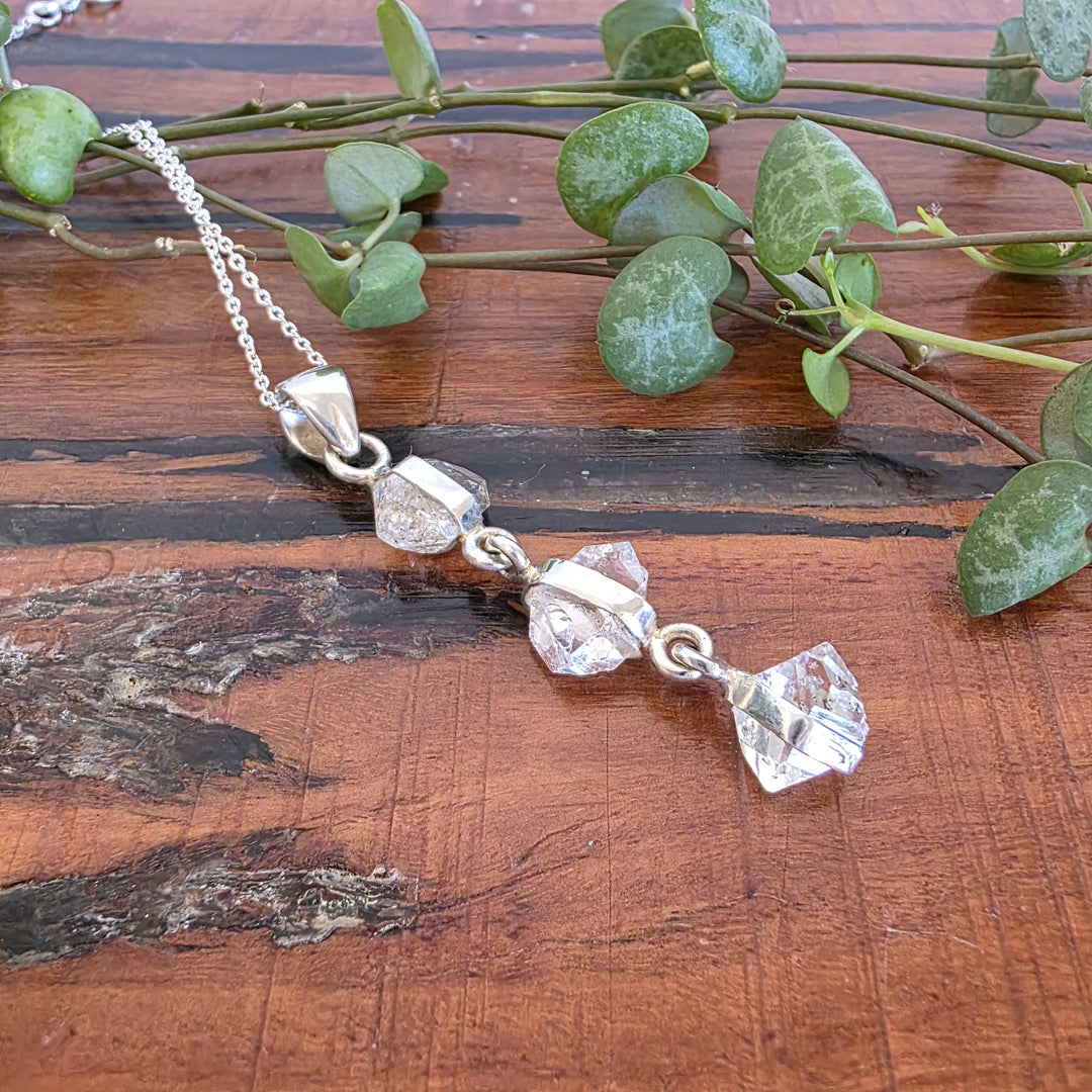 Herkimer Diamond Pendant Set in 925 Sterling Silver and comes with a Sterling Silver Chain.