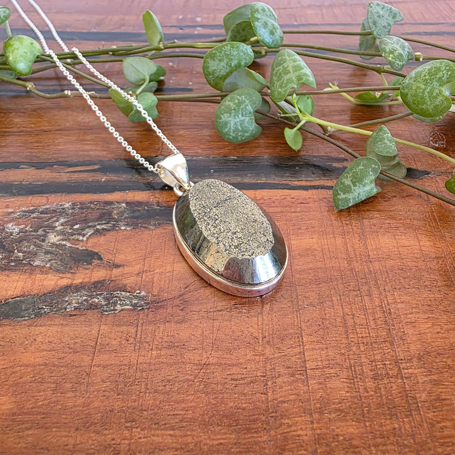Druzy Pyrite Pendant set in 925 Sterling Silver.