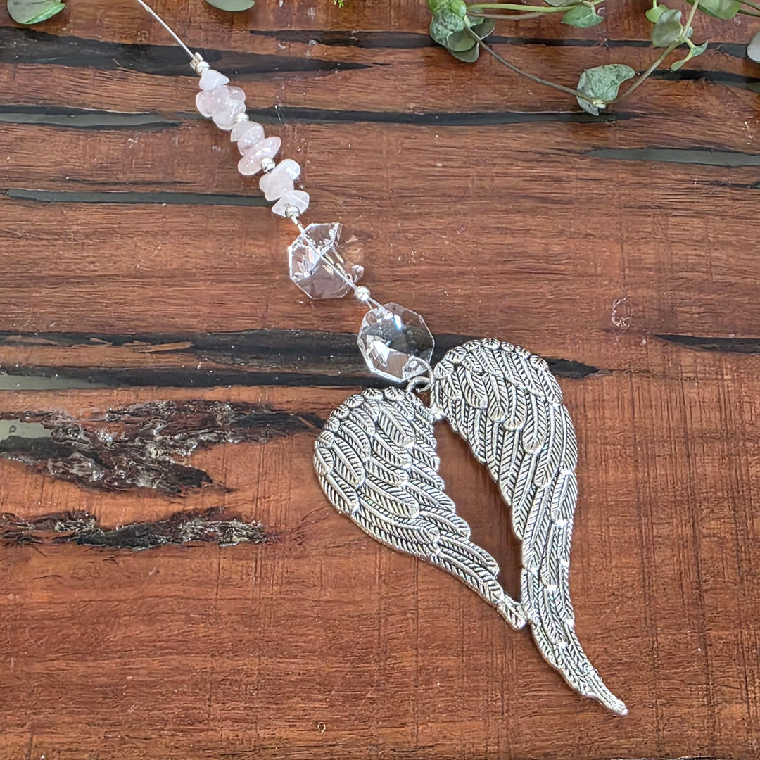 Sun Catchers - Rose Quartz Angel Wings