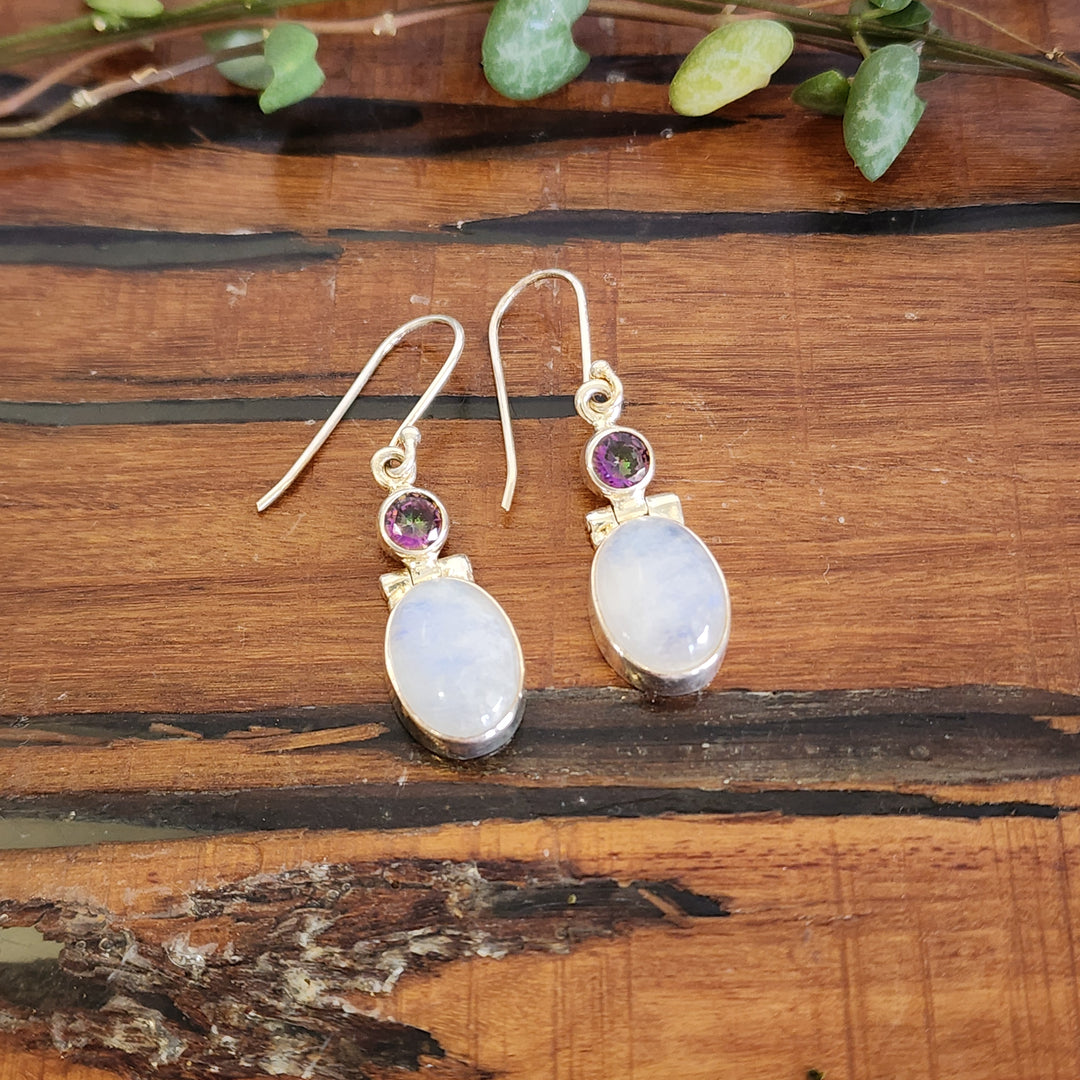 Moonstone and Mystic Topaz - Earrings