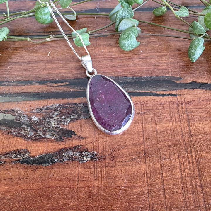 Ruby Pendant set in 925 Sterling Silver, Comes with a 40cm Sterling Silver Chain.