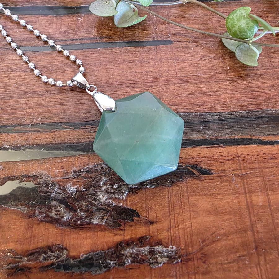 Green Aventurine Hexagon Pendant
