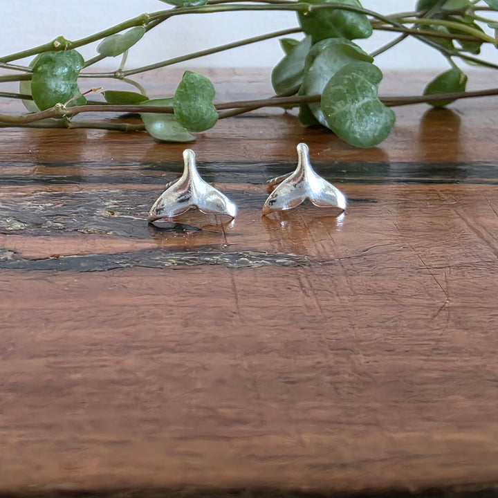 Whale Tail Stud Earrings 925 Sterling Silver