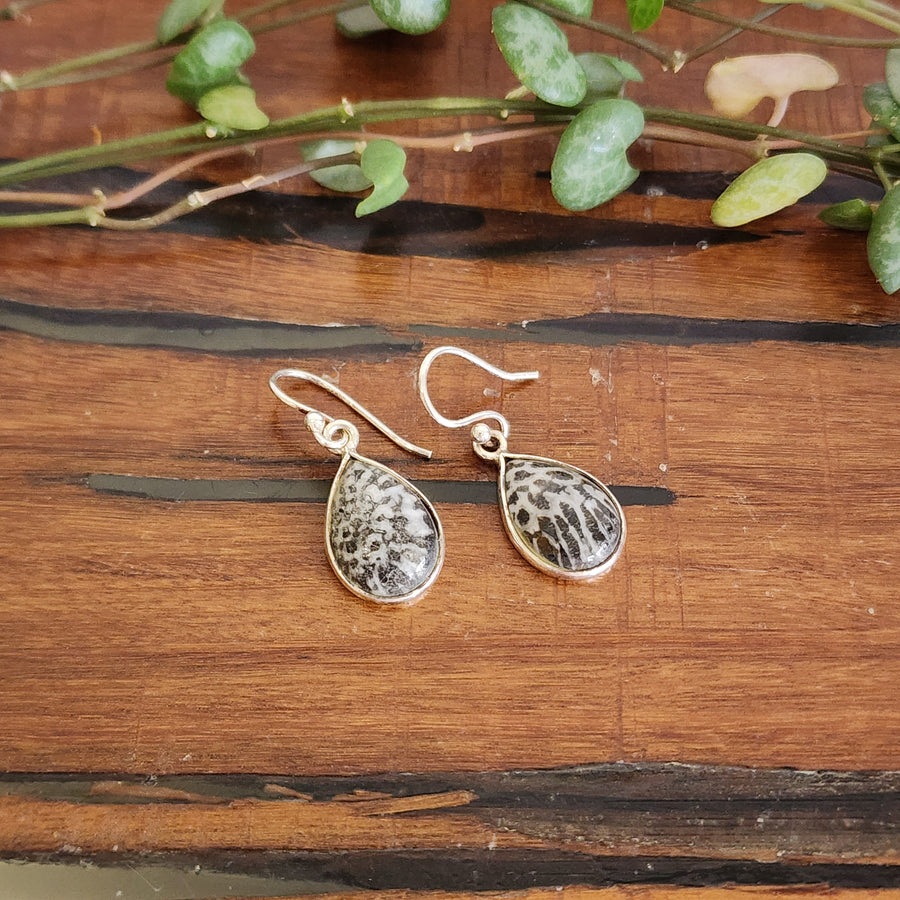 Stingray Coral Earrings set in 925 Sterling Silver