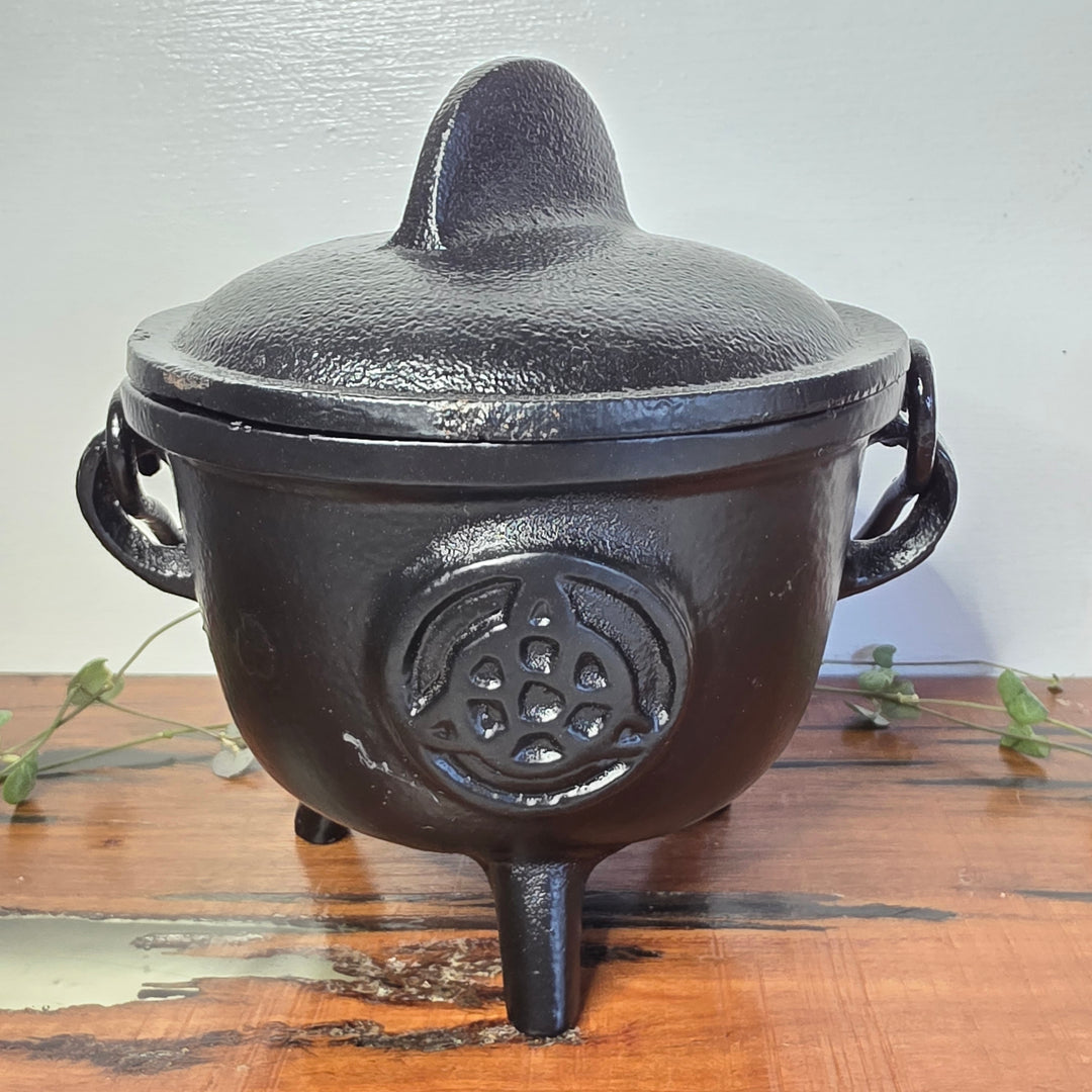 Cast Iron Cauldron - Large with Triquetra