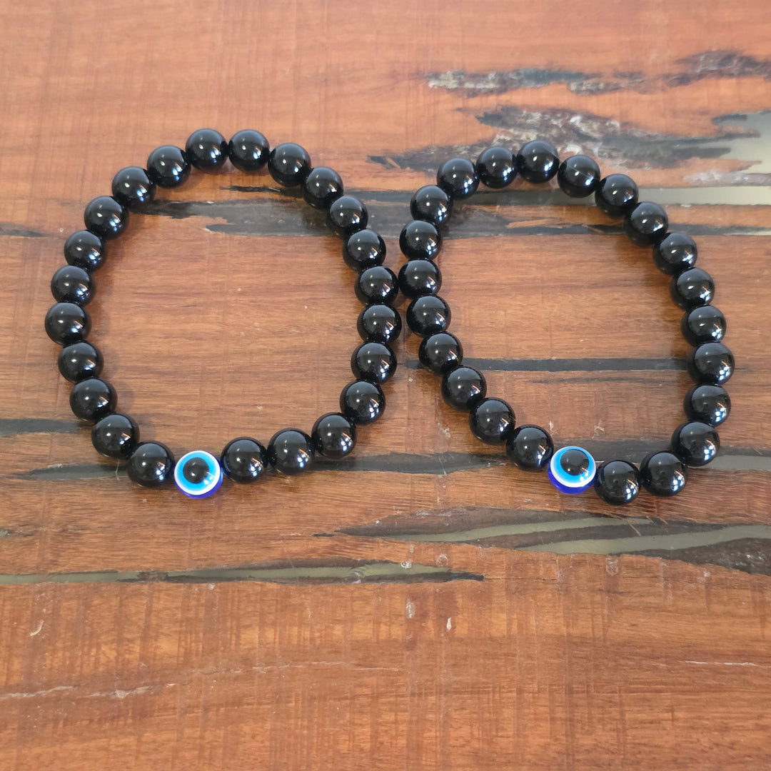Black Agate with Evil Eye - Bracelet