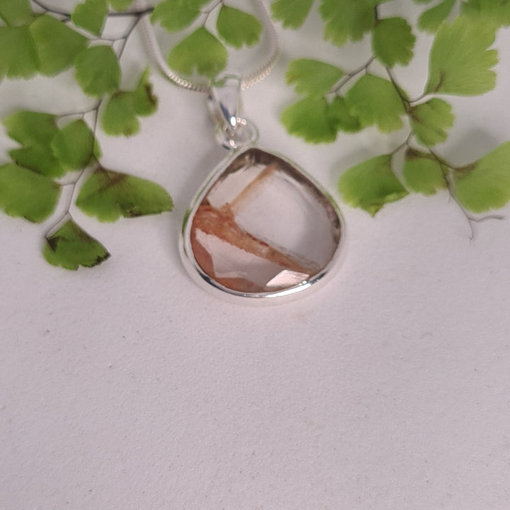 Strawberry Quartz Pendant set in 925 sterling silver comes with a sterling silver chain.