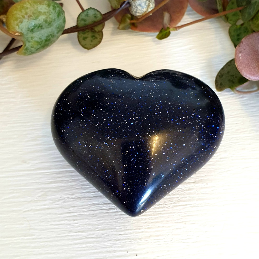 Goldstone Blue - Heart 40mm
