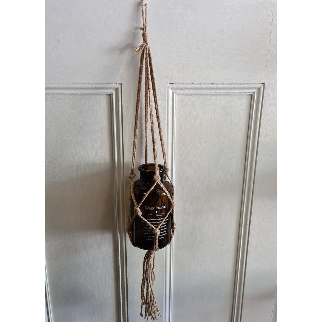 Scandinavian Macrame Rope Hanging Glass Bottle Large