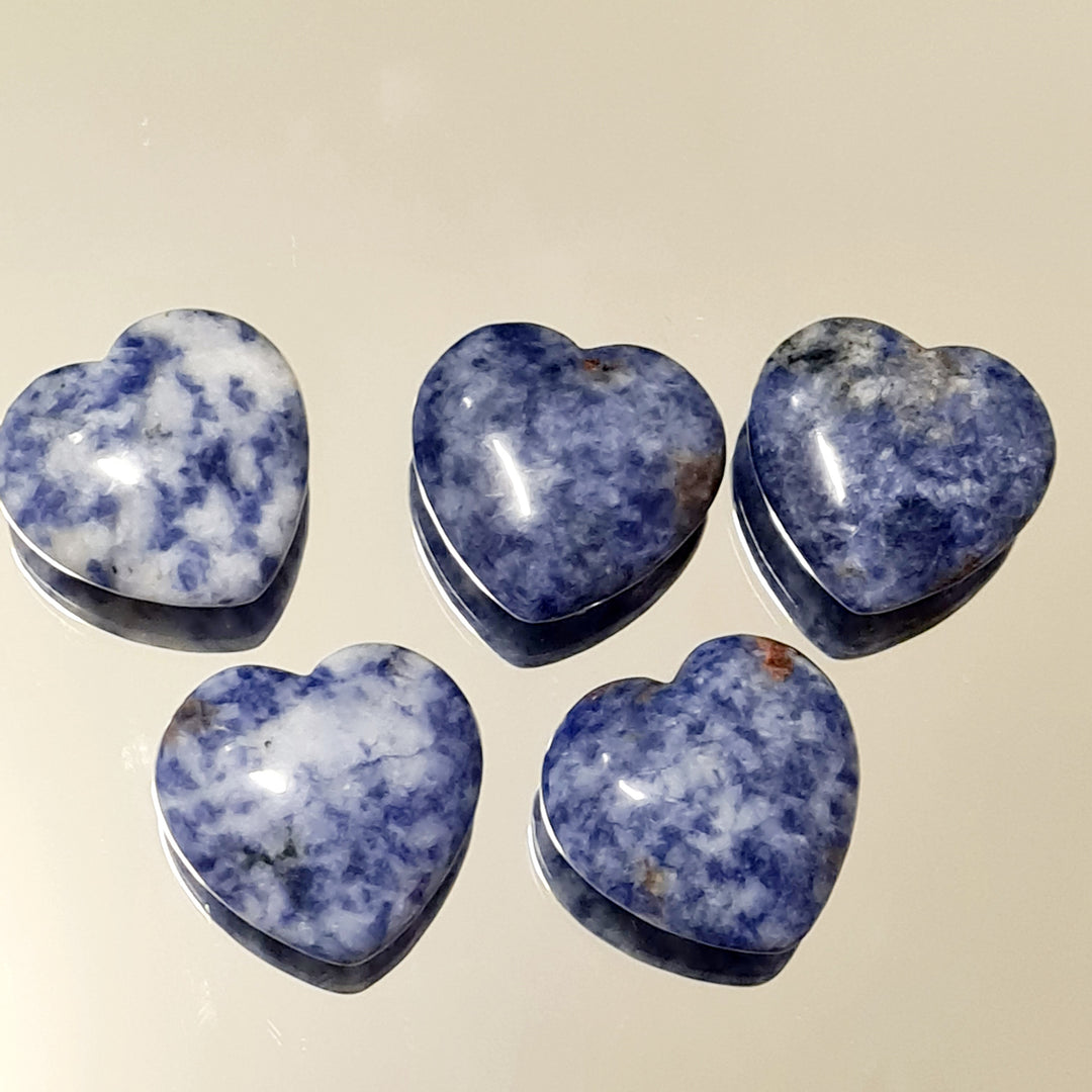 Jasper Blue Spot - Hearts 30mm