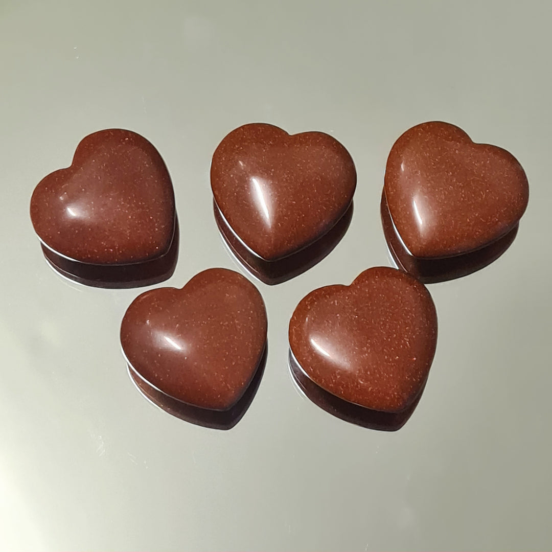 Goldstone Orange - Hearts 30mm