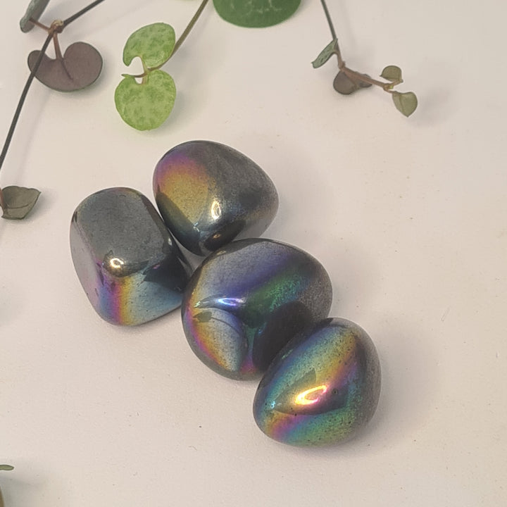 Rainbow Aura Hematite - Tumbled - Mel'z Place
