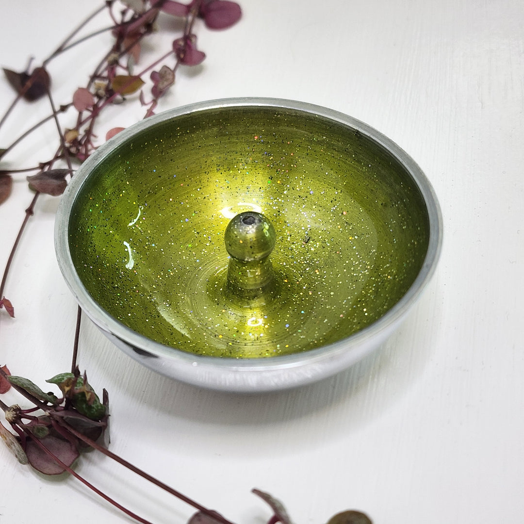 Incense Dish - Light Green with Glitter