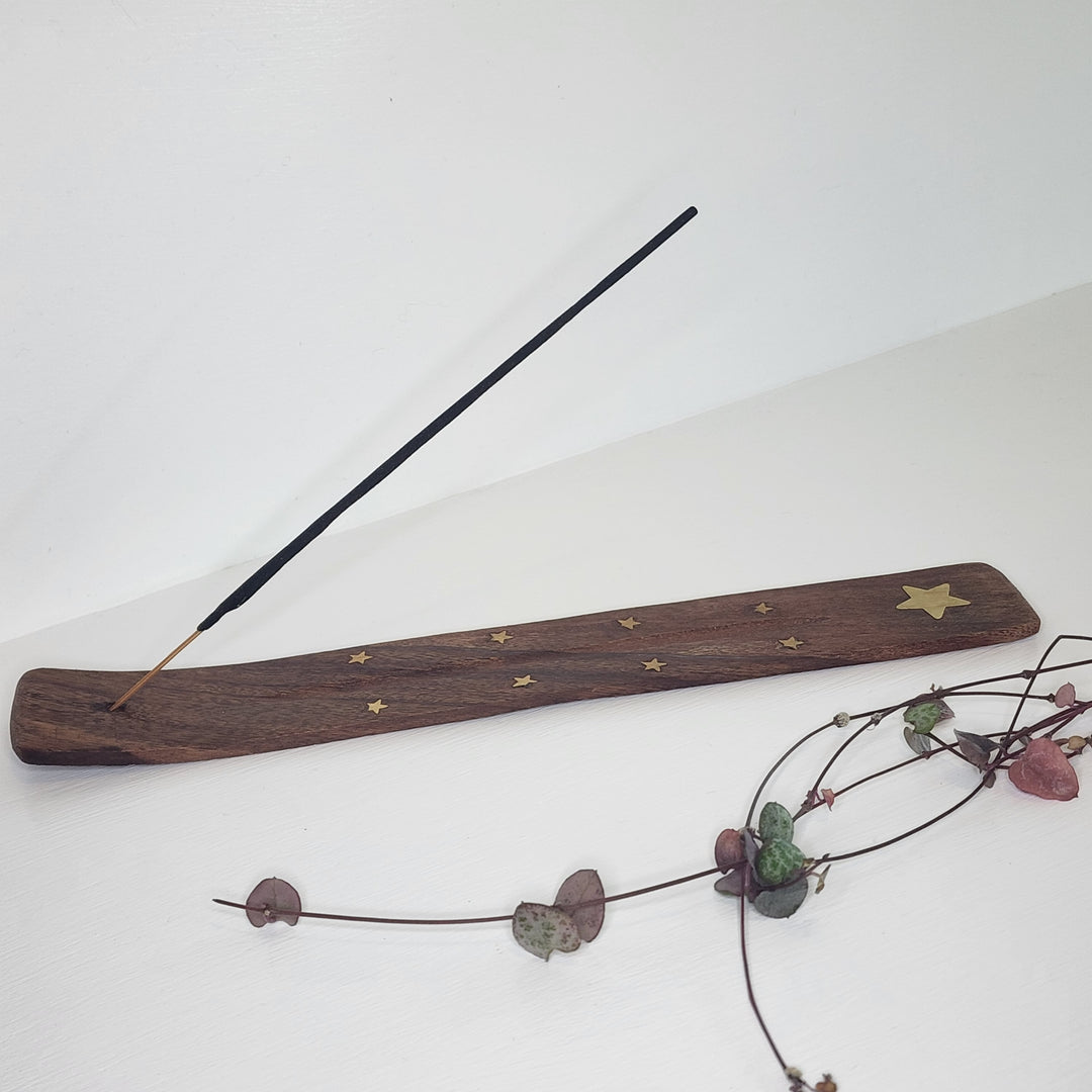 Incense Burner - Flat Ash Catcher with Stars Inlay