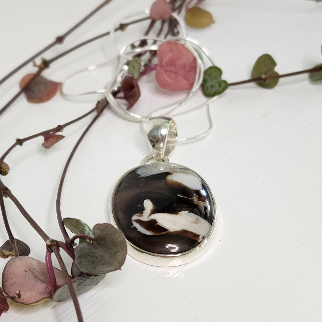 Peanut Wood Jasper Pendant set in 925 sterling silver.