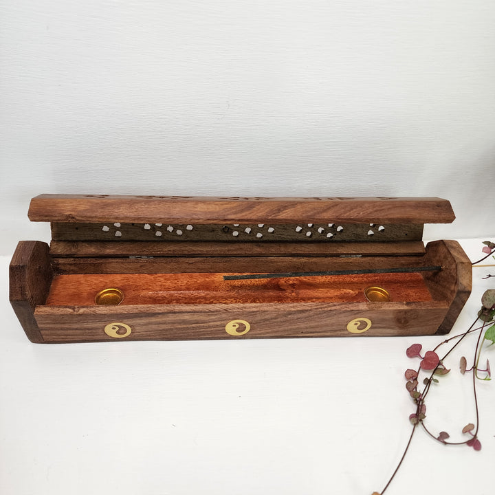 Incense Burner - Hexagonal Lid Yin & Yang Inlay