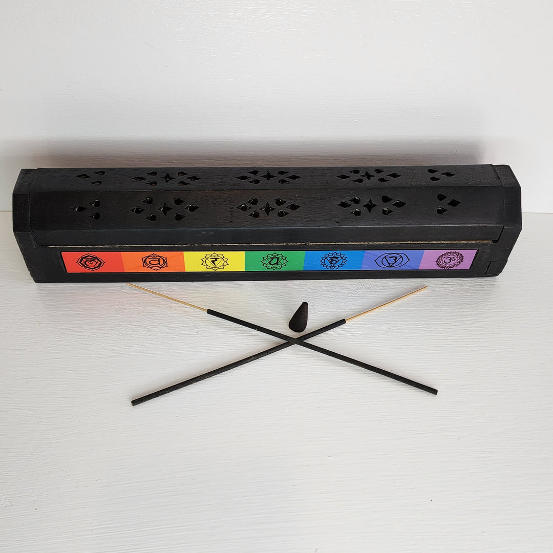 Incense Burner - Hexagonal Lid With Chakra Inlay