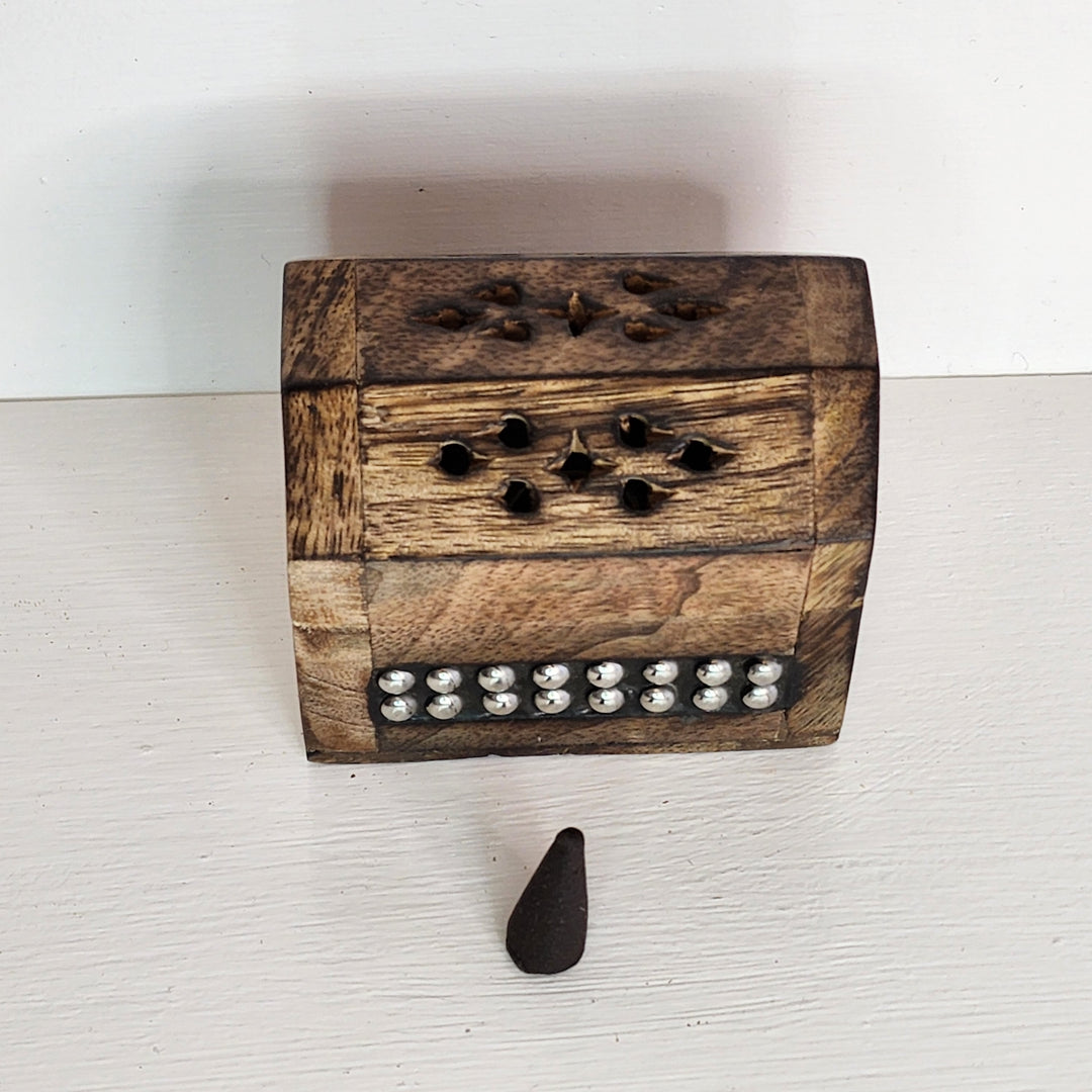 Incense Cone Burner - Wooden Beaded