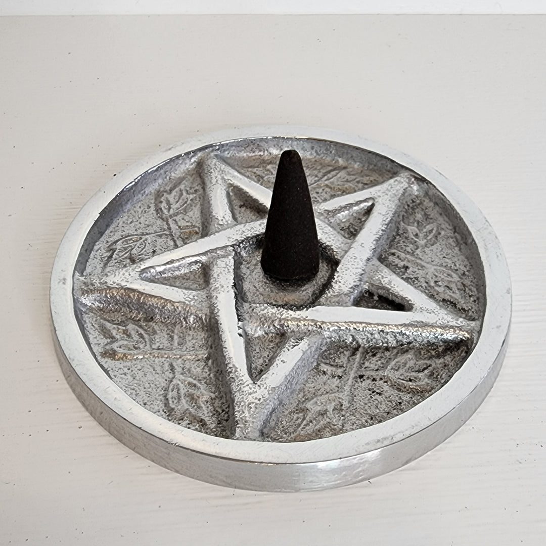 Incense Cone Burner - Aluminium Pentacle Round