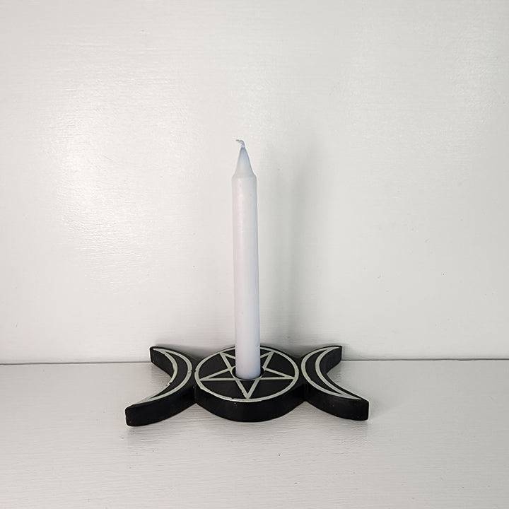 Spell Candles Holder - Soapstone Trippled Moon ( Imperfect)