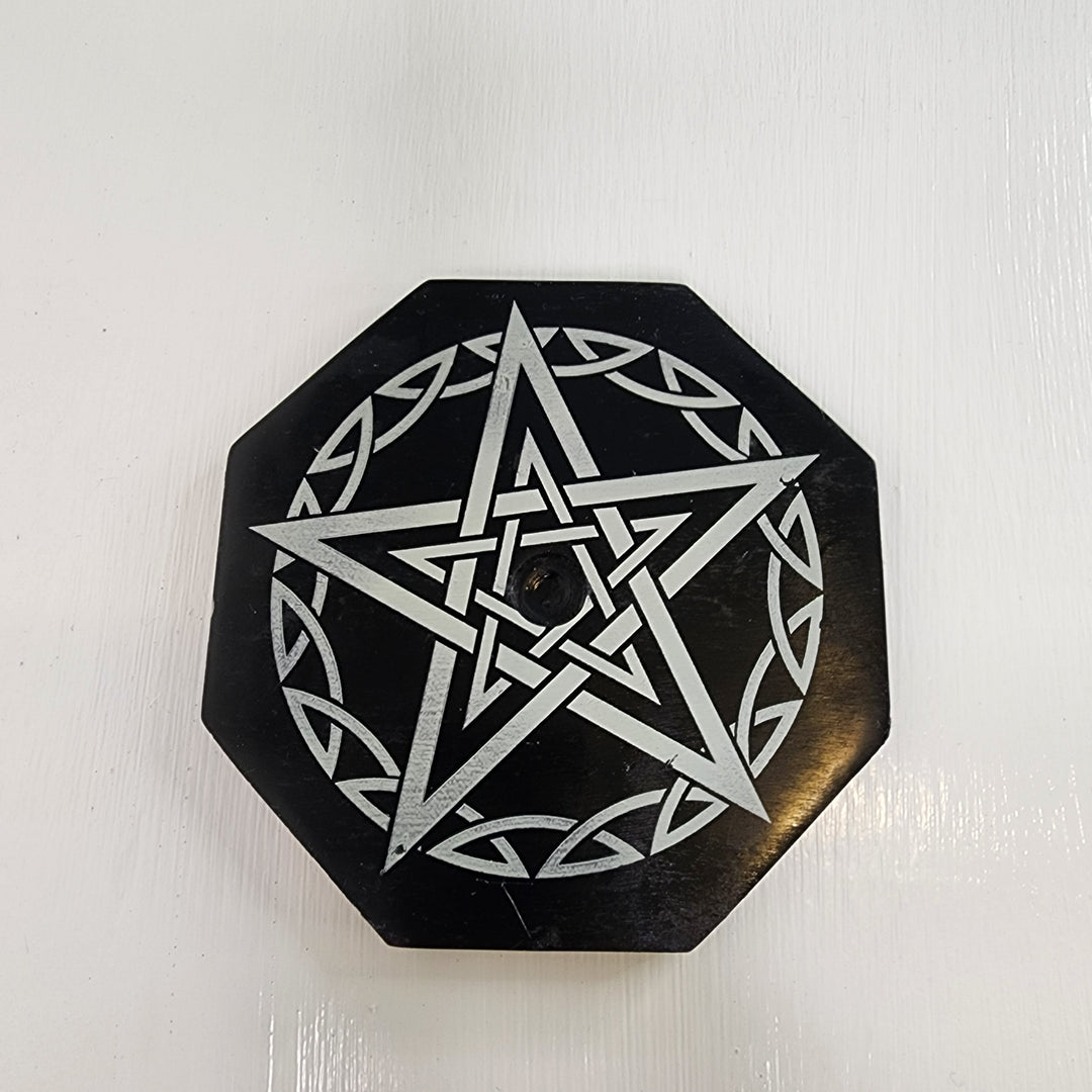 Spell Candles Holder - Soapstone Pentacle Octagon (Imperfect)