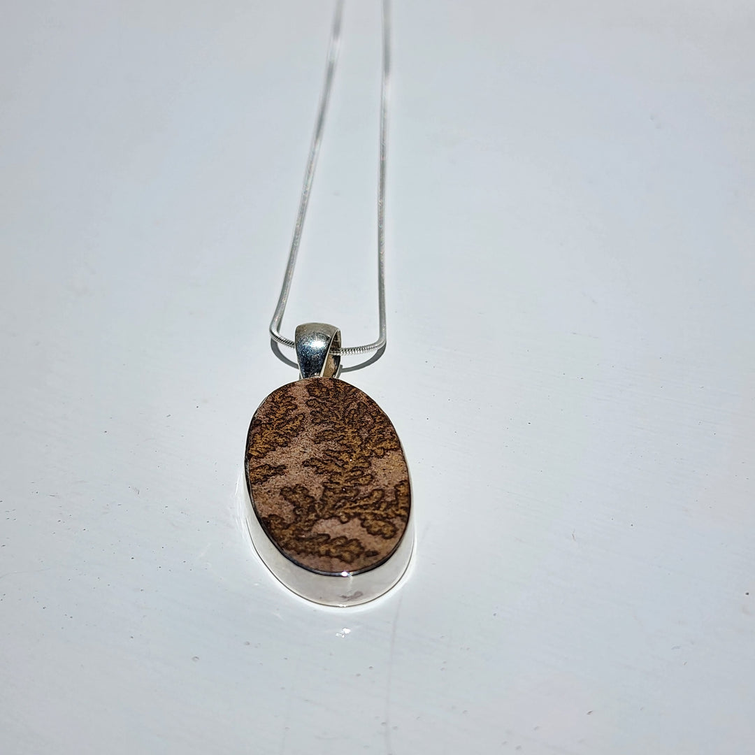 Leaf Jasper - Pendant set in 925 Sterling Silver, comes with a 45cm 935 Sterling Silver Chain.