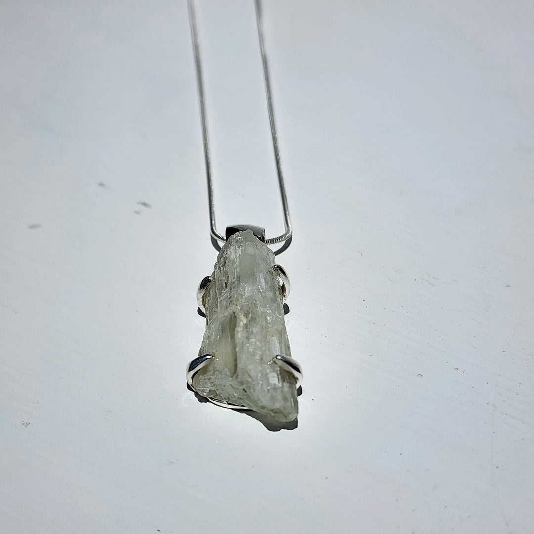 Green Kunzite Pendant set in 925 Sterling Silver