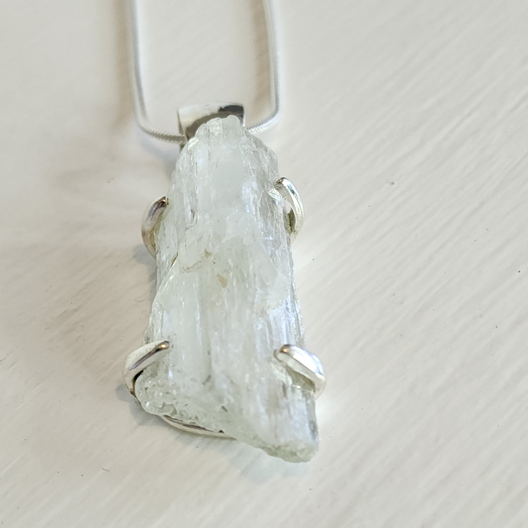 Green Kunzite Pendant set in 925 Sterling Silver