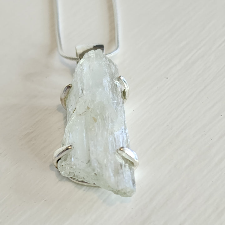 Green Kunzite Pendant set in 925 Sterling Silver