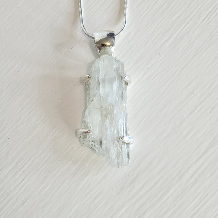 Green Kunzite Pendant set in 925 Sterling Silver