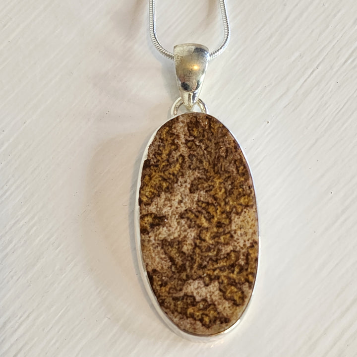 Leaf Jasper - Pendant set in 925 Sterling Silver, comes with a 45cm 935 Sterling Silver Chain.